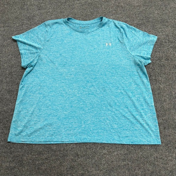 Under Armour Tops - Under Armour T-Shirt Womens Size 3X Blue Heathered HeatGear Loose Fit Athletic